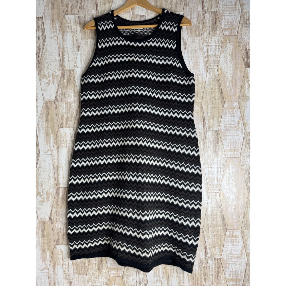 Vintage Calvin Klein Womens XL Chevron Knit Sleeveless Sweater Dress Y2K
